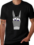 Funny Donkey Cartoon Graphic T-Shirt - Black