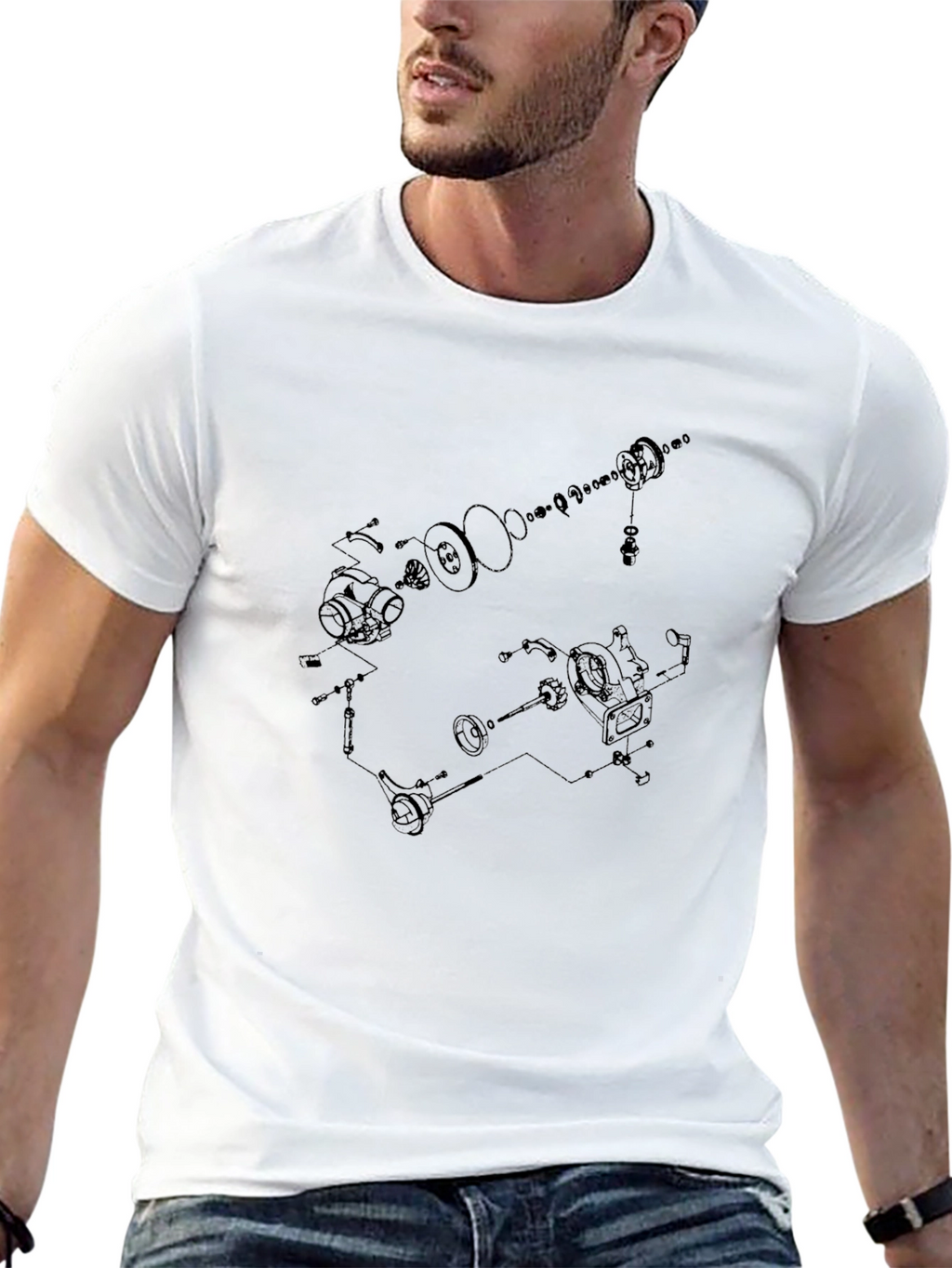Technical Diagram Graphic Tee - Black Cotton T-Shirt