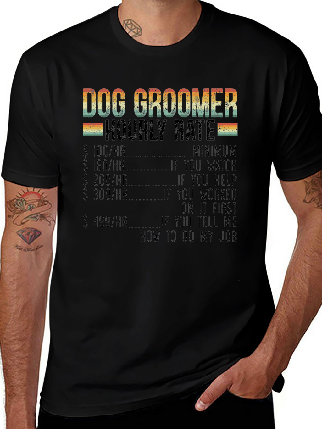 Dog Groomer Hourly Rate Graphic T-Shirt