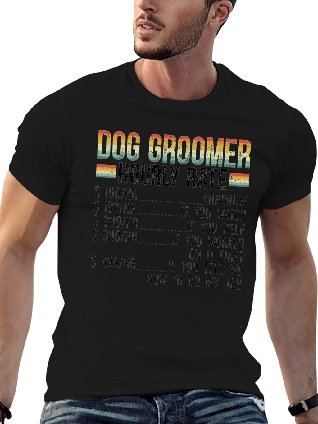 Dog Groomer Hourly Rate Graphic T-Shirt