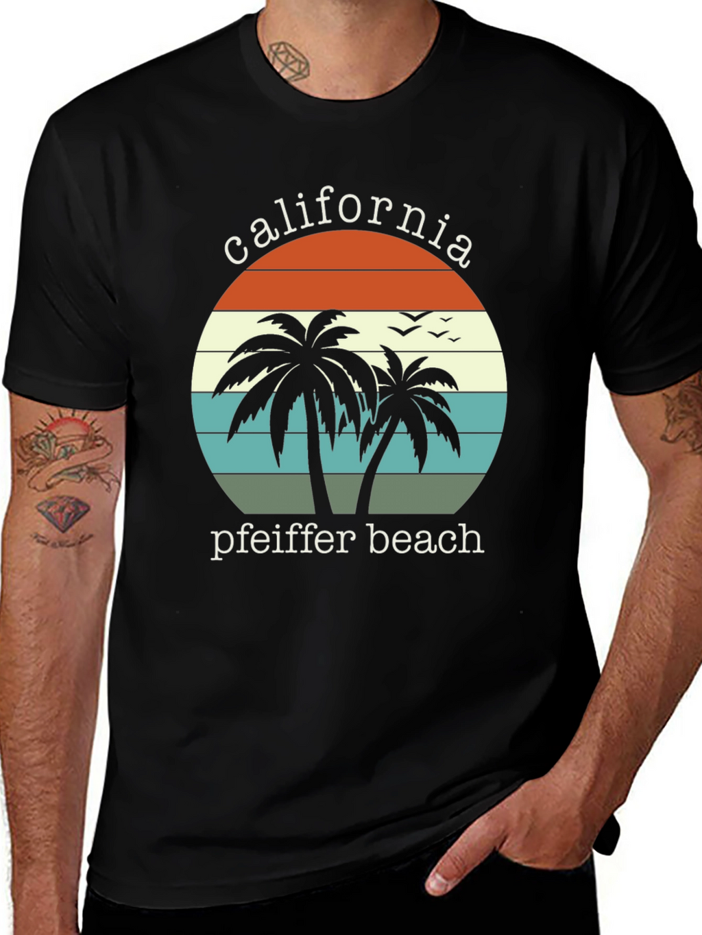 California Pfeiffer Beach Palm Tree Graphic T-Shirt