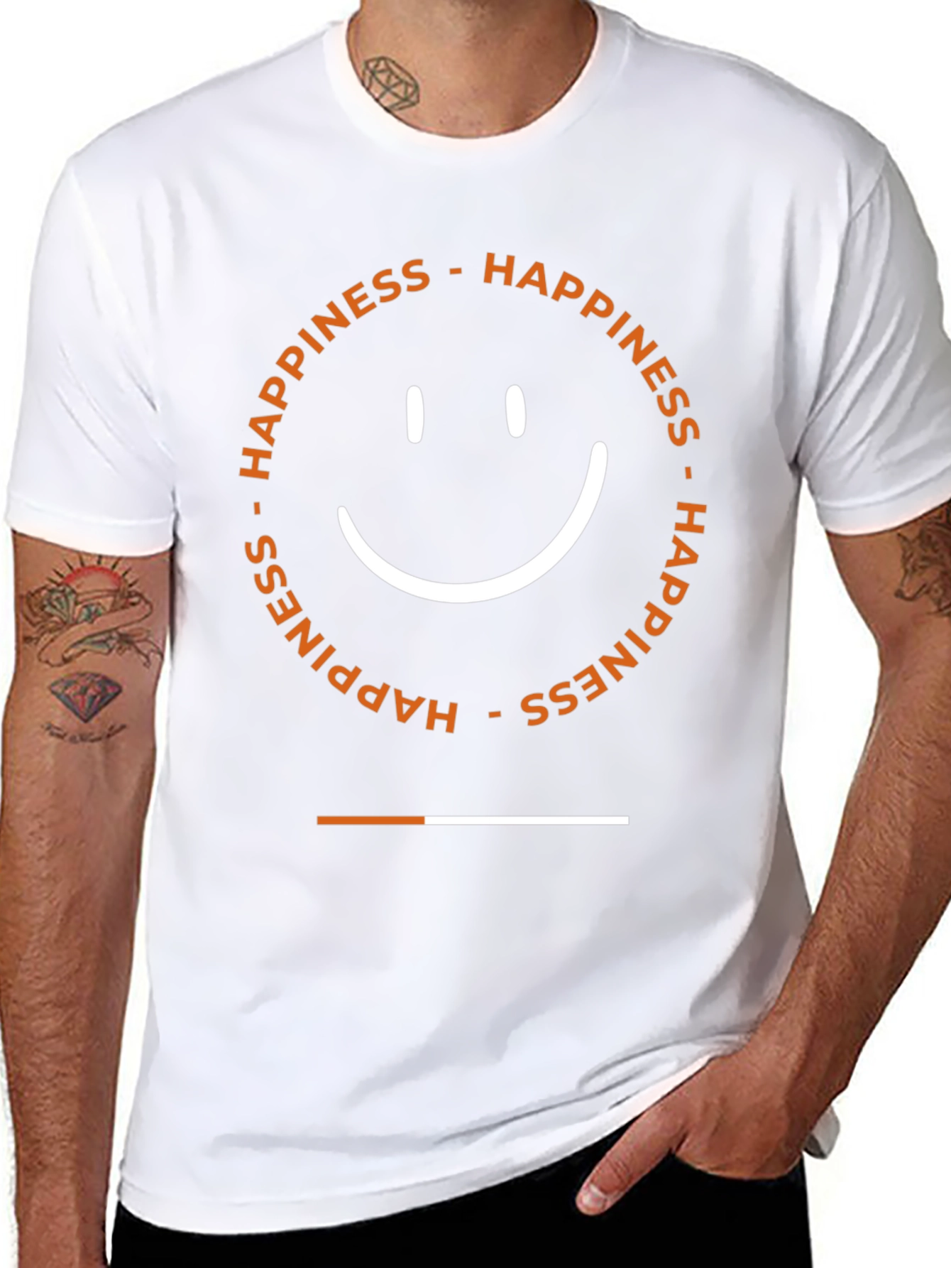 Happiness Smiley Face Graphic Tee - Black Cotton Blend