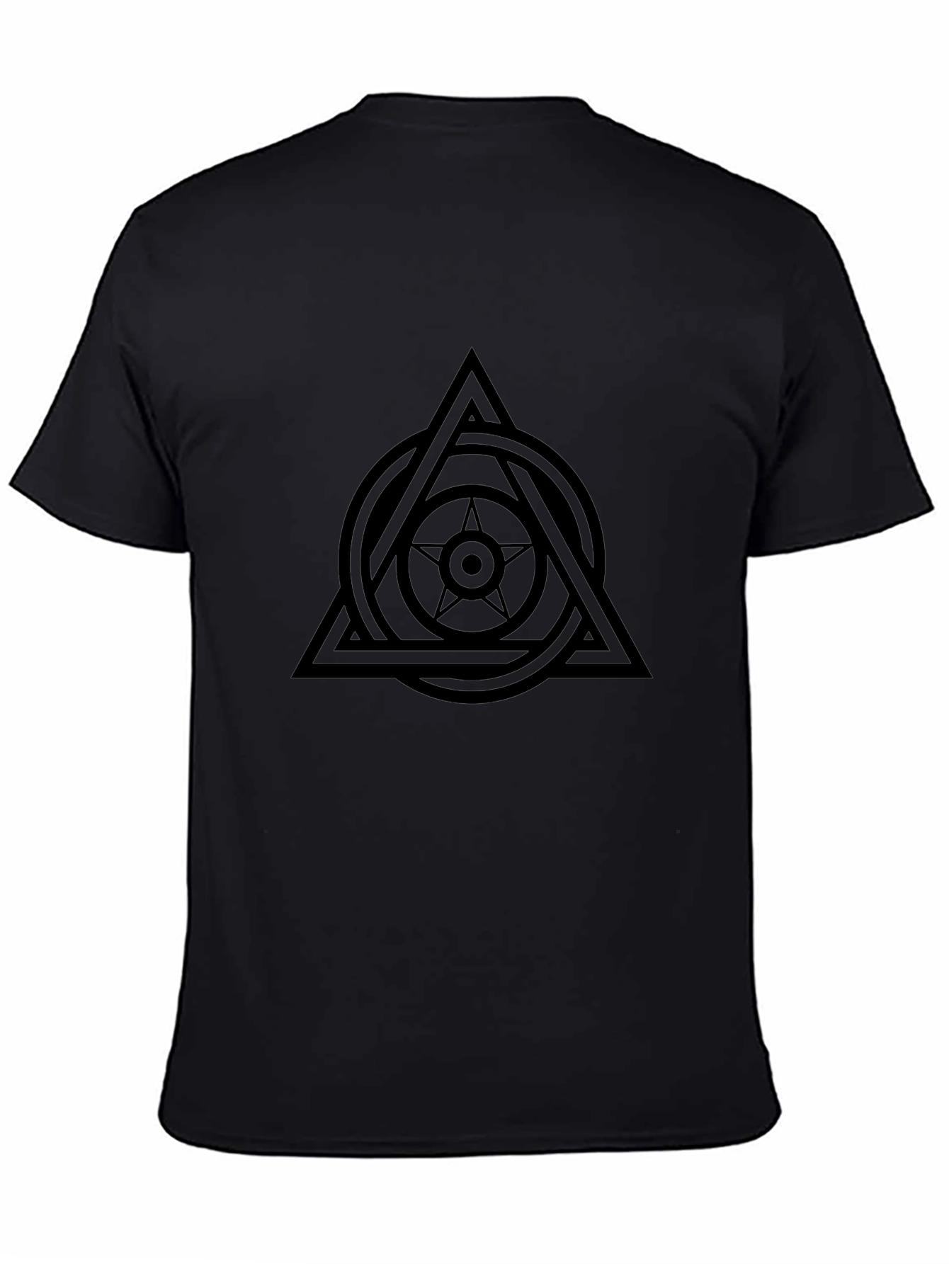 Geometric Star Circle Triangle Graphic Tee - Black