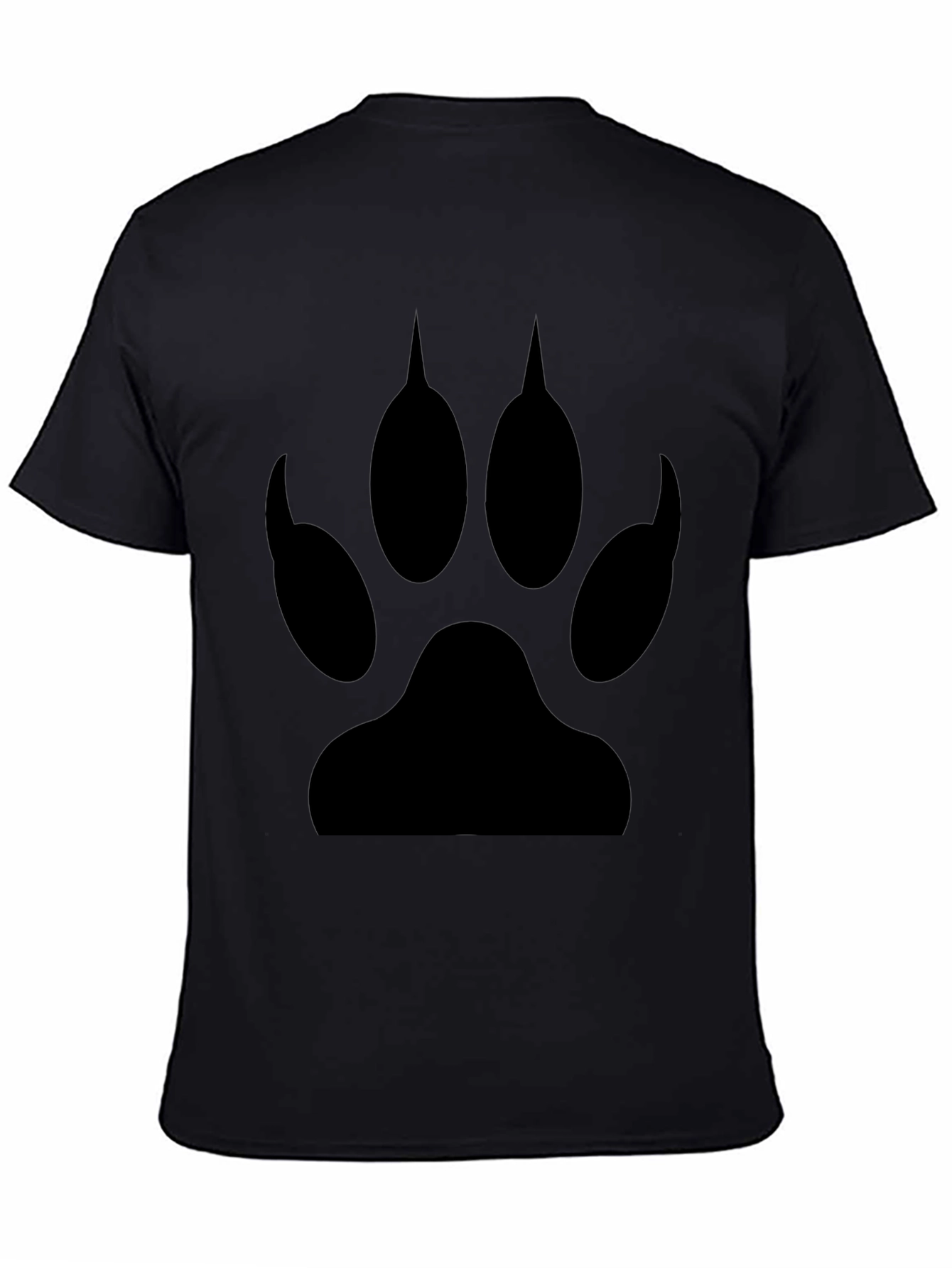 Wolf Paw Print Graphic T-Shirt - Black