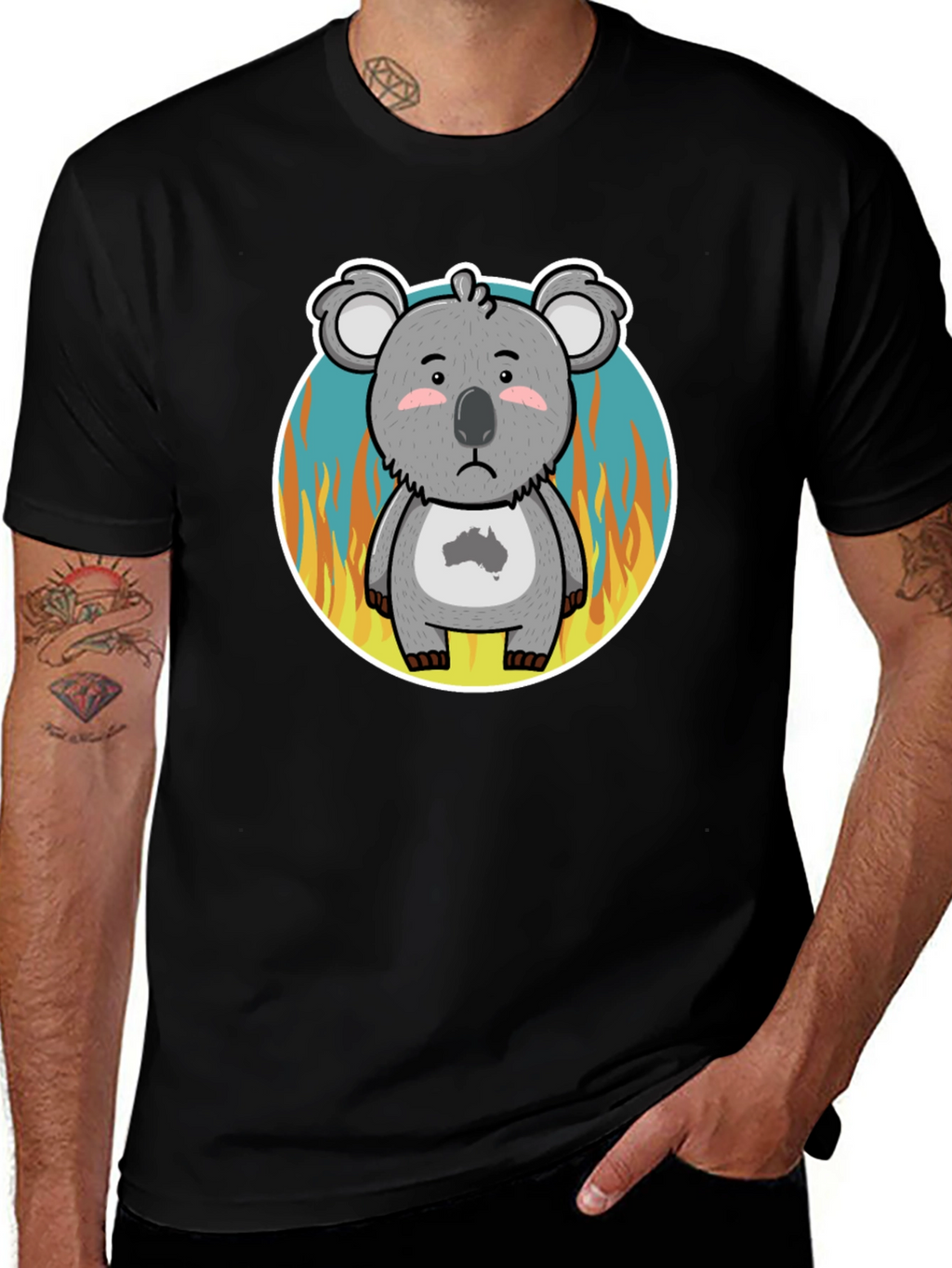 Distressed Koala Australia Bushfire Awareness T-Shirt