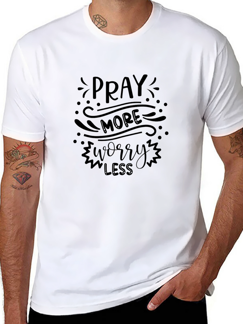 Pray More Worry Less Black T-Shirt