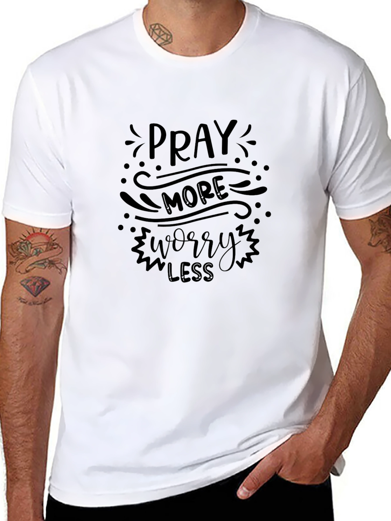Pray More Worry Less Black T-Shirt