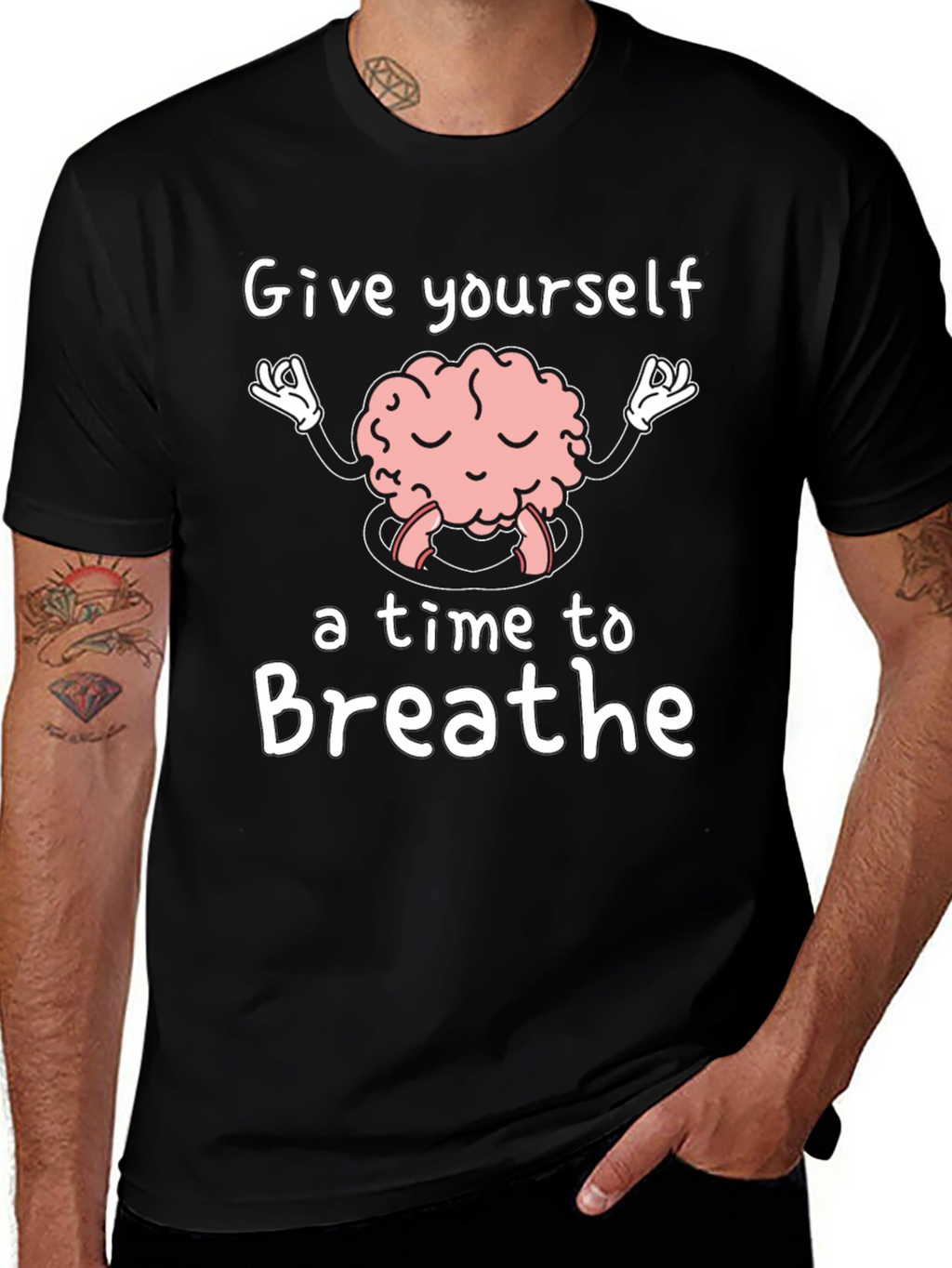 Brain Meditation T-Shirt - Give Yourself Time to Breathe