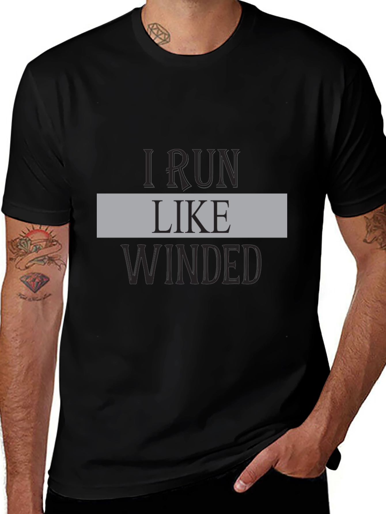 I Run Like Winded Black Graphic Tee