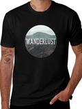 Wanderlust Mountain Scene Graphic Black T-Shirt
