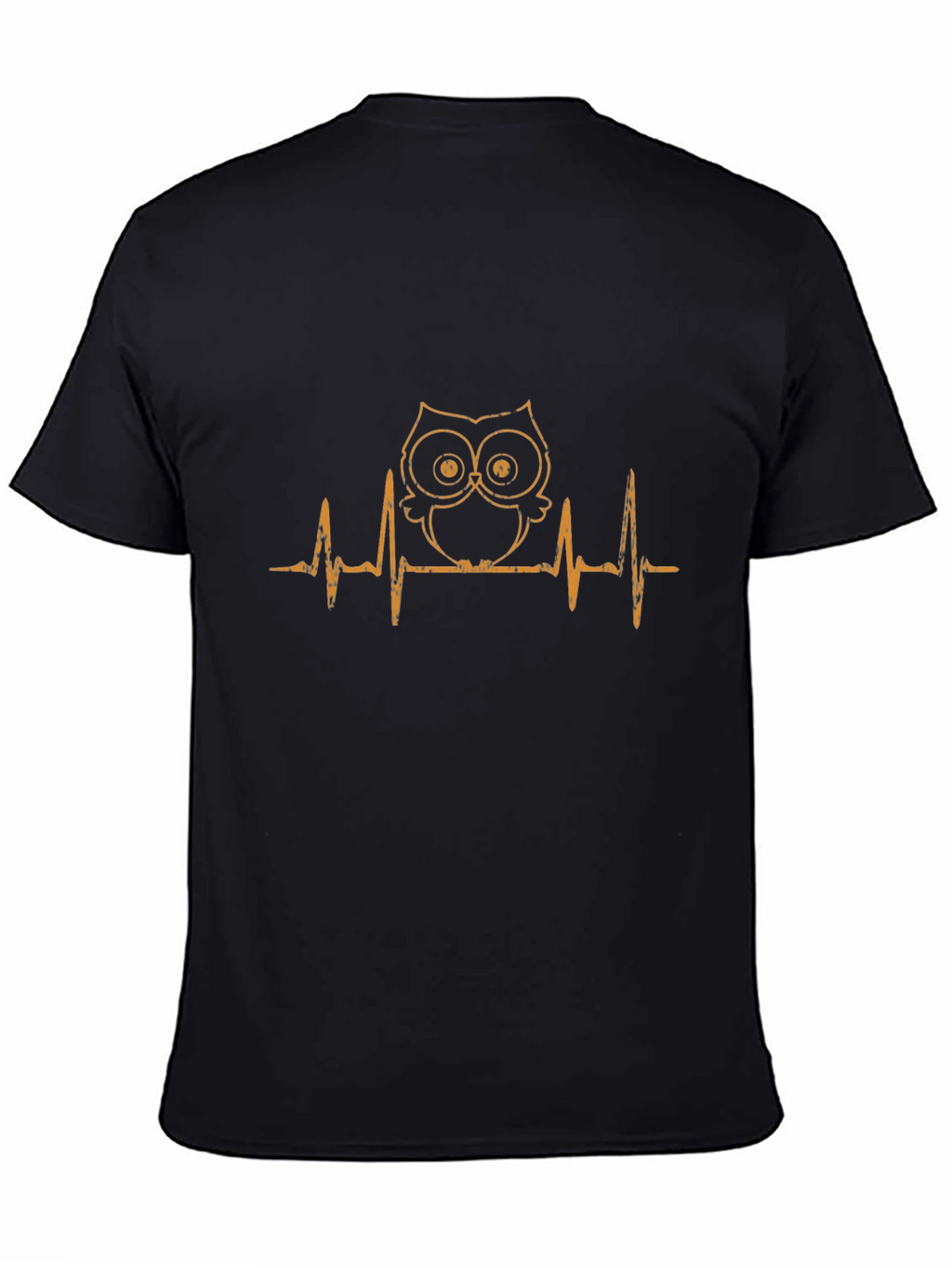Owl Heartbeat Graphic T-Shirt - Black