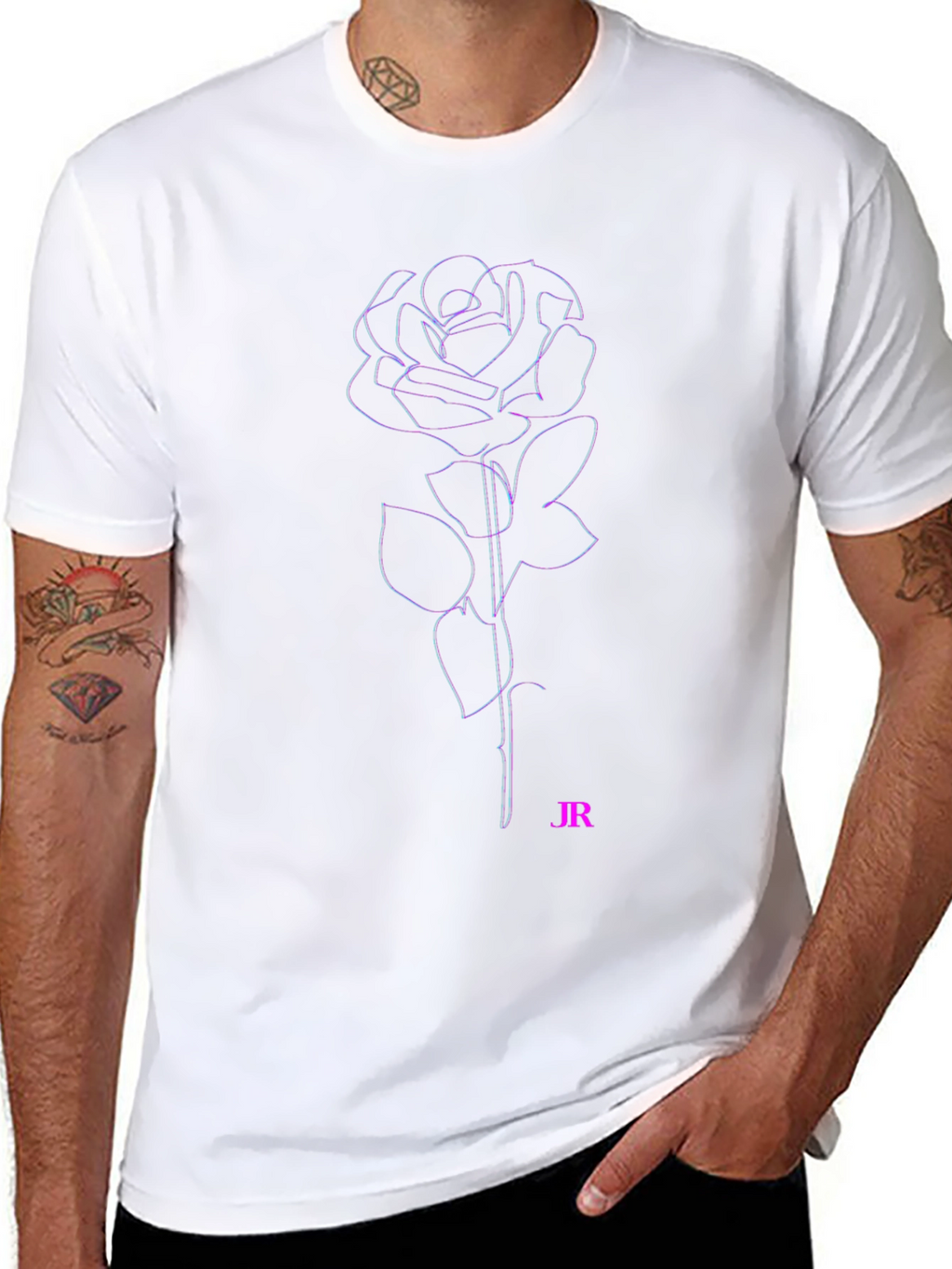 Rose Outline T-Shirt - Black