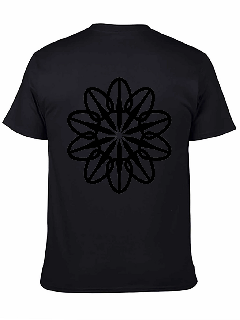 Geometric Flower Graphic Black T-Shirt