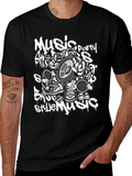 Music Style Black T-Shirt