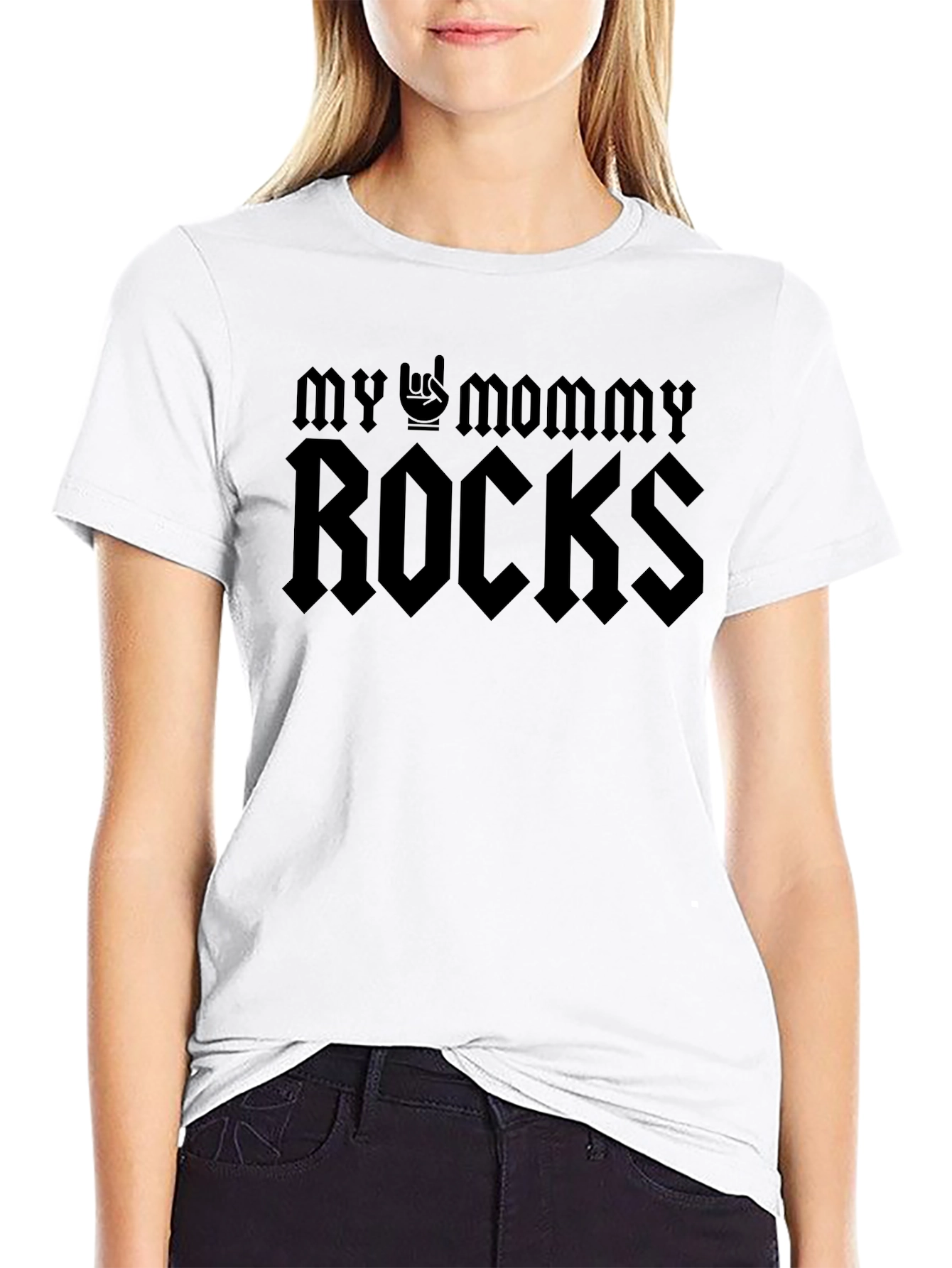 My Mommy Rocks Black Graphic T-Shirt