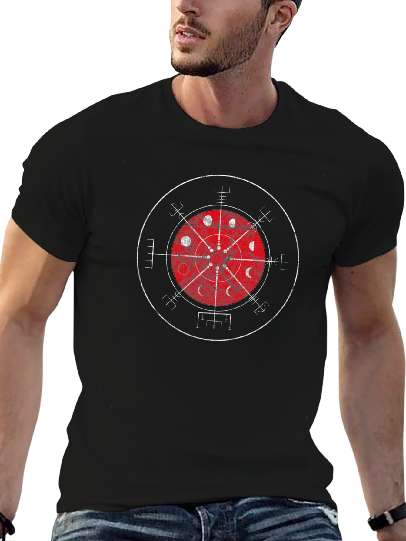 Mystic Lunar Phases Graphic Tee - Black