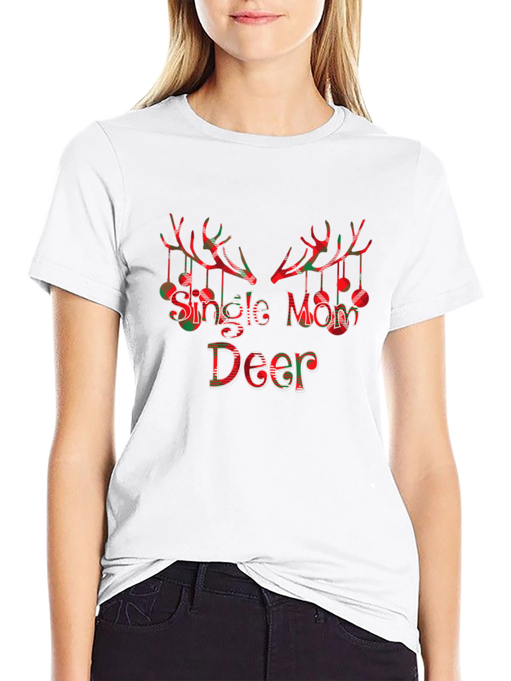 Single Mom Deer Christmas T-Shirt