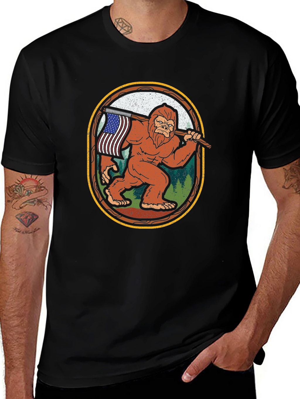 Bigfoot American Flag T-Shirt