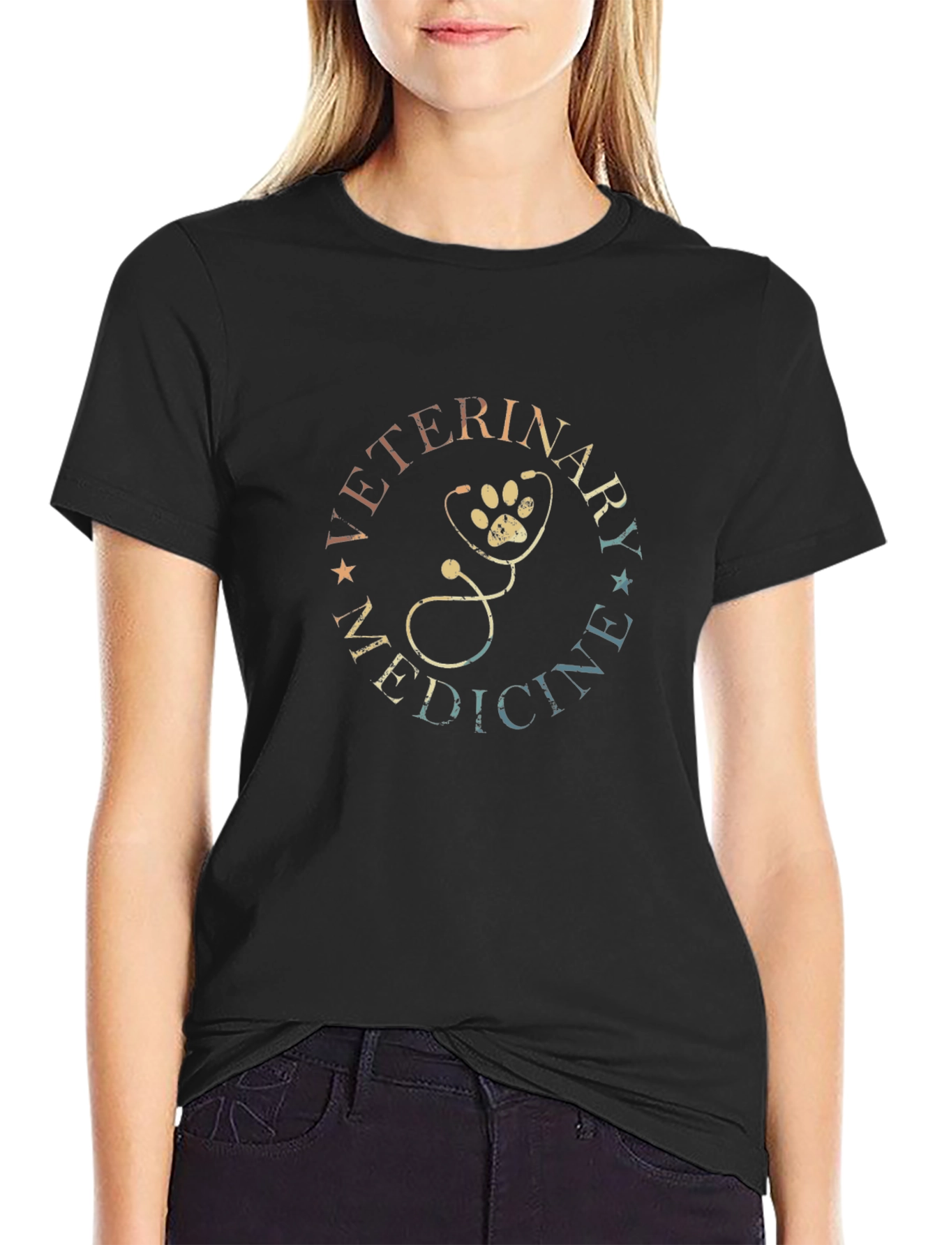 Veterinary Medicine Paw Stethoscope Graphic Tee