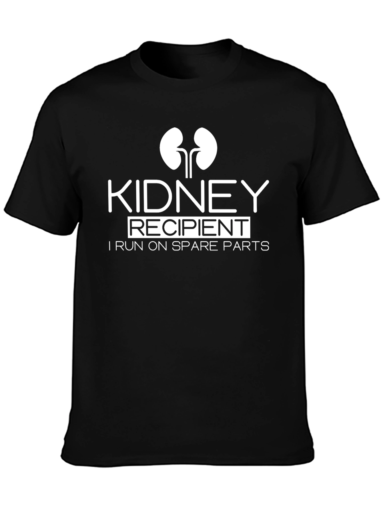 Kidney Recipient I Run On Spare Parts Black Graphic T-Shirt