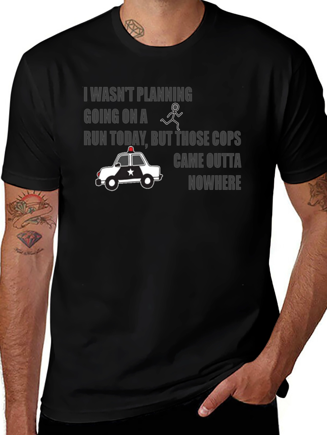 Funny Police Chase Graphic T-Shirt