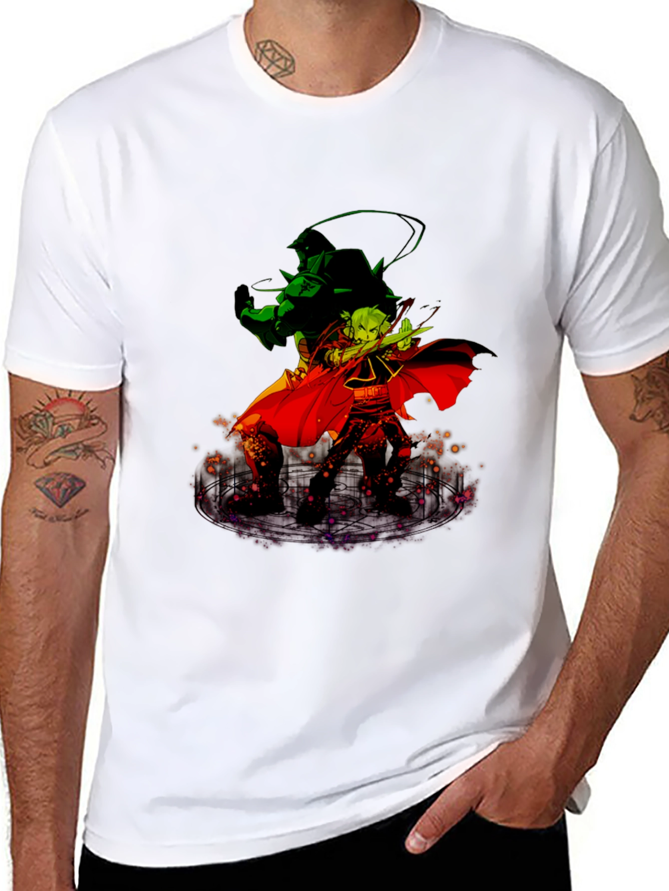 Anime Duo Graphic T-Shirt - Black Cotton Tee