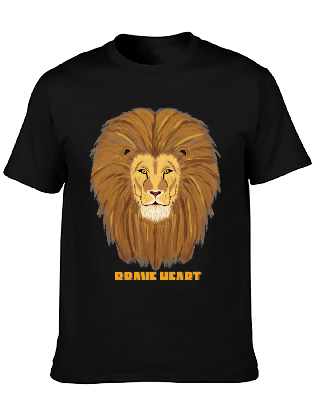 Brave Heart Lion Graphic T-Shirt - Black Cotton Tee