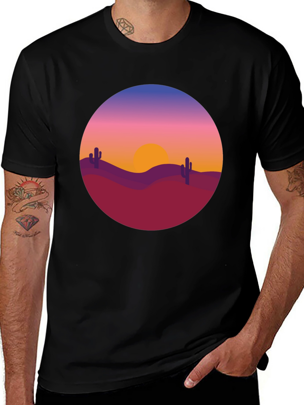 Desert Sunset Graphic Tee - Black