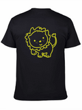 Cute Lion Graphic Tee - Soft Black Cotton T-Shirt