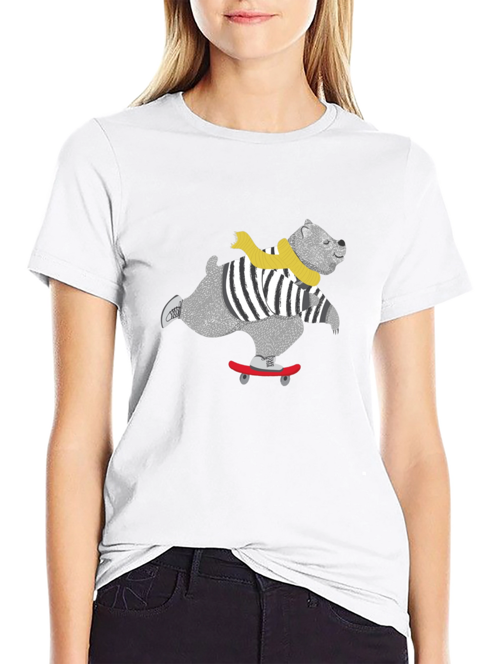 Skateboarding Bear Graphic Tee - Cool & Casual!