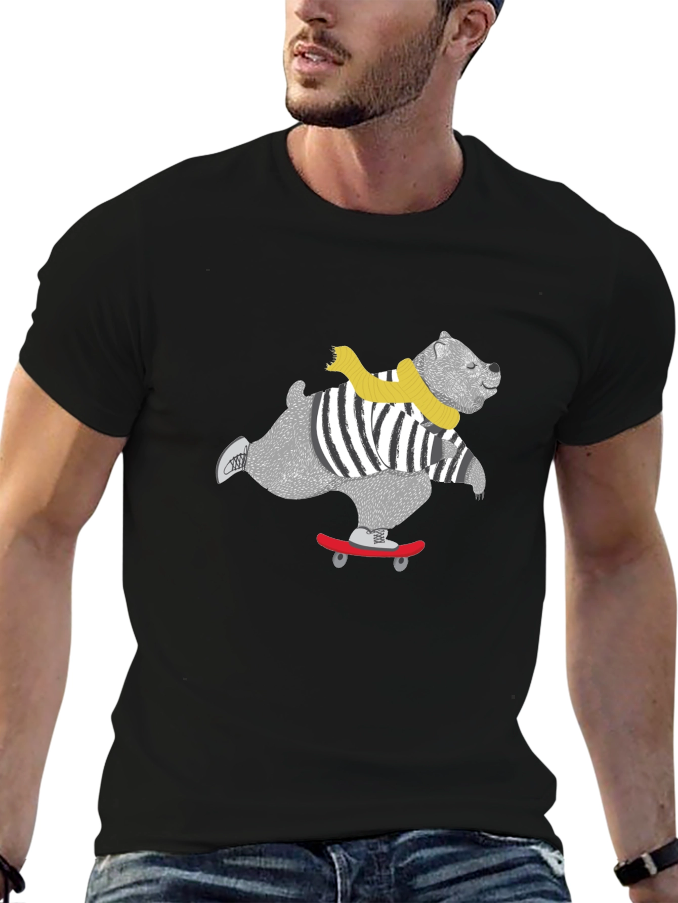 Skateboarding Bear Graphic Tee - Cool & Casual!