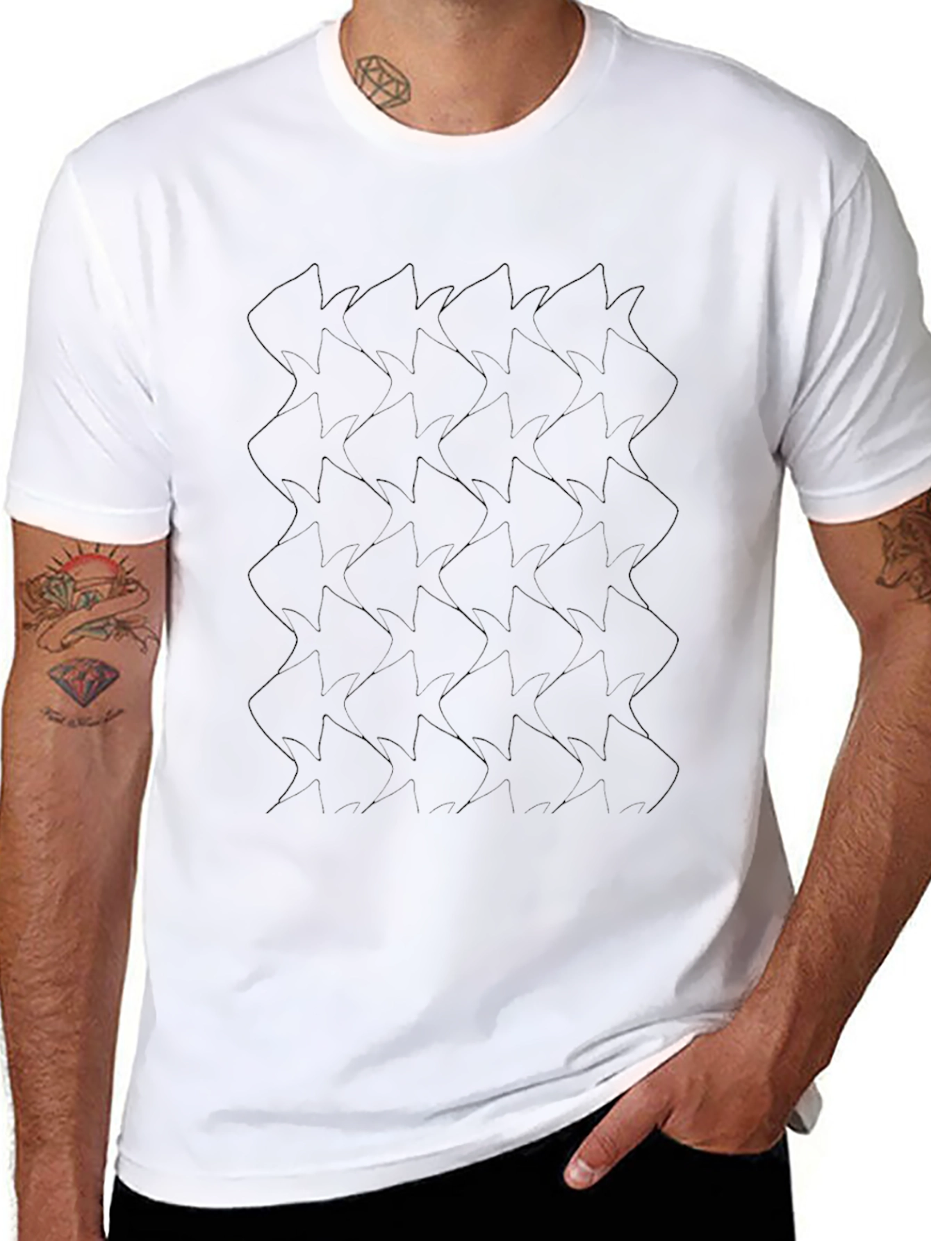 Black Geometric Patterned T-Shirt