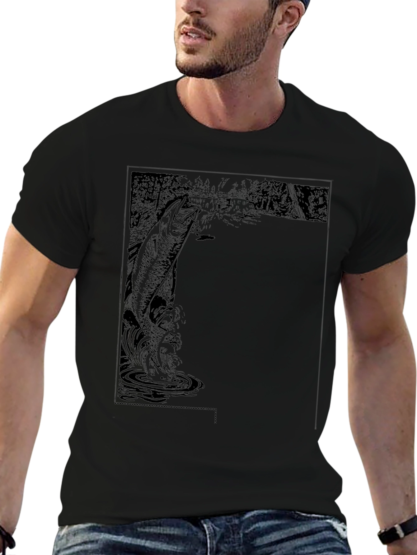 Black Fishing Graphic Tee - Anglers Catch
