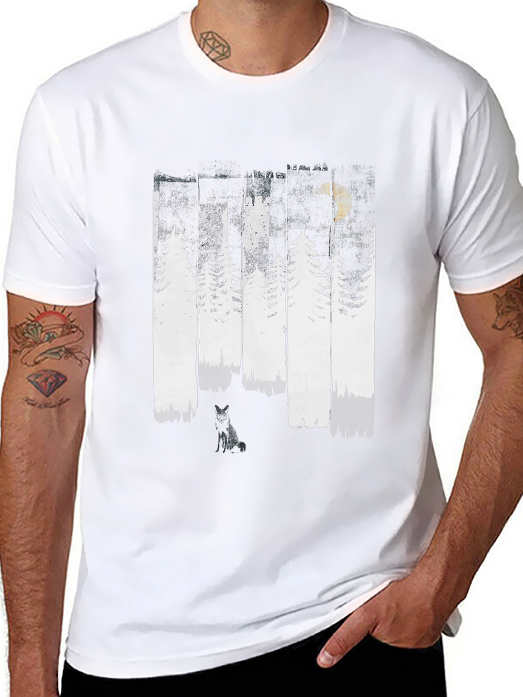 Forest Moon Black T-Shirt - Wolf Graphic Tee