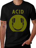 Acid Smiley Face Headphones Graphic Tee
