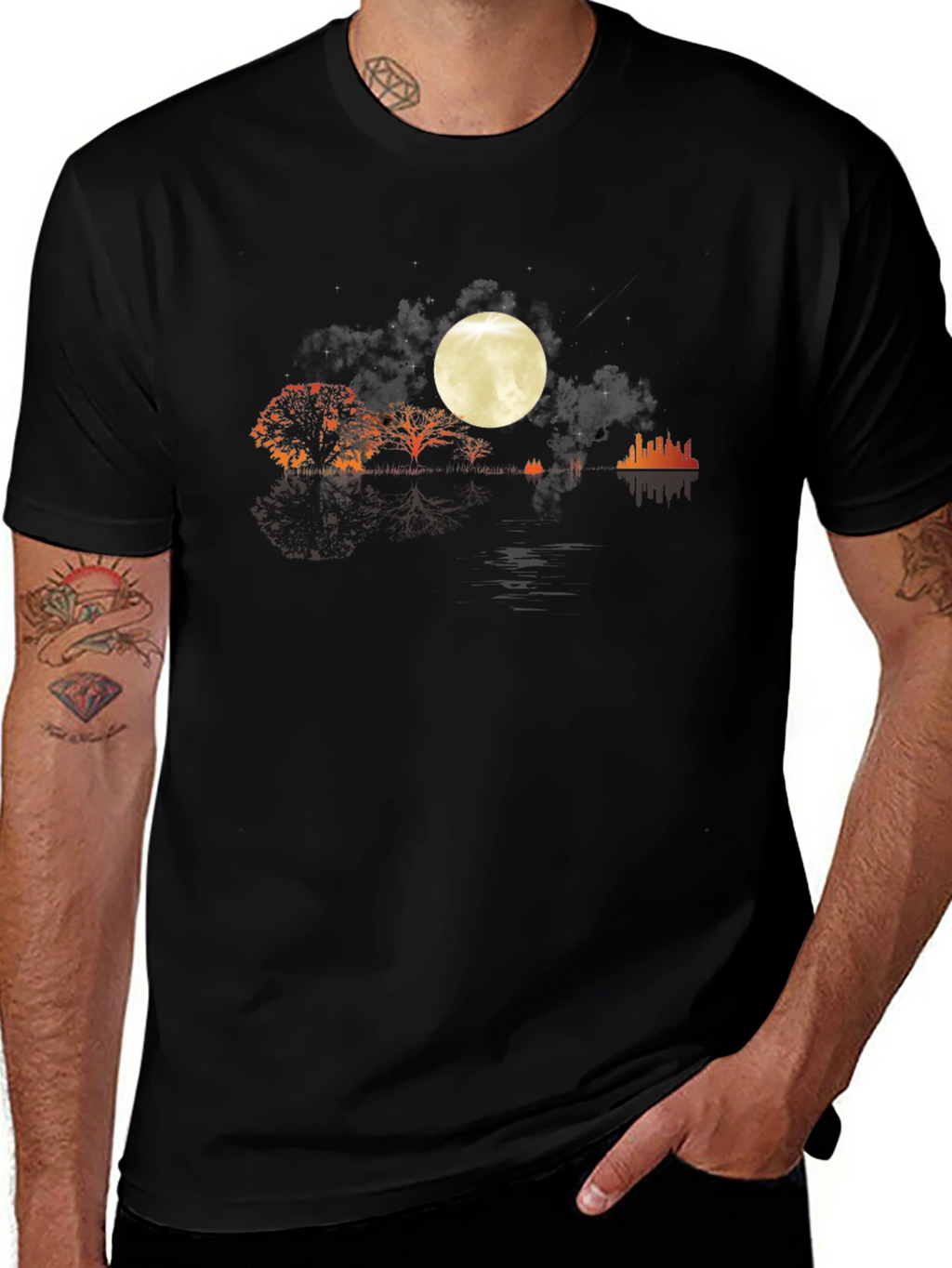 Moonlit Landscape Graphic Tee - Stylish Comfort