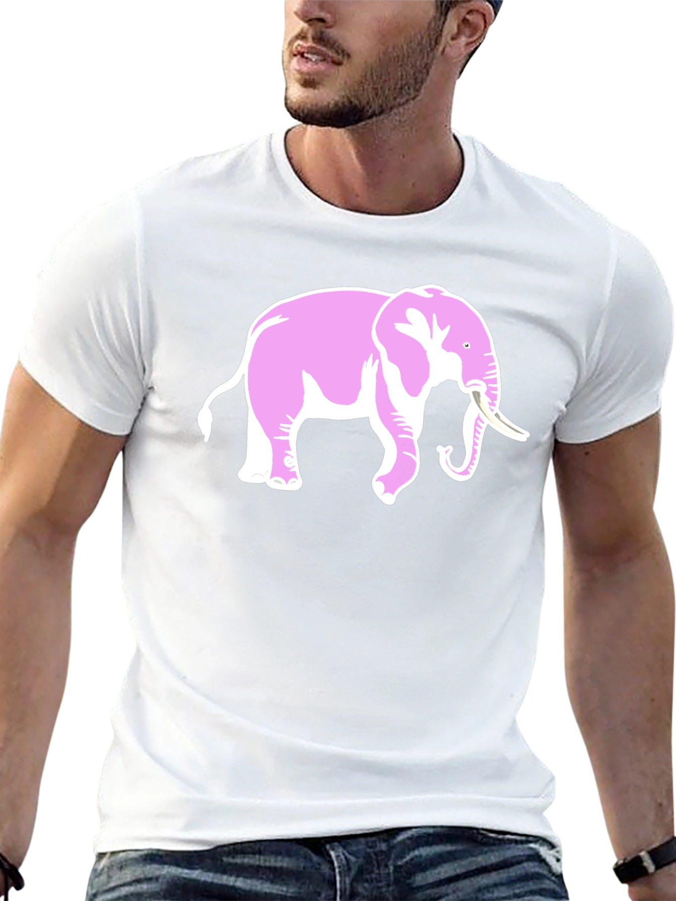 Pink Elephant Graphic Black T-Shirt