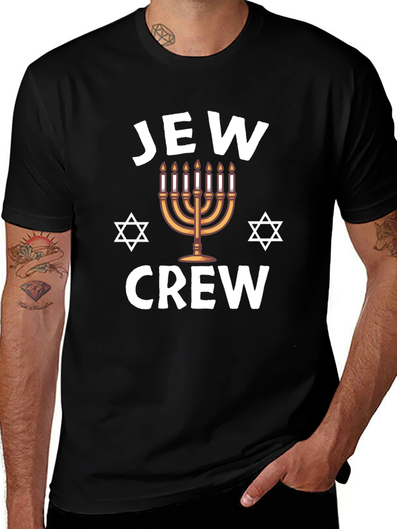 Jew Crew Hanukkah Menorah T-Shirt