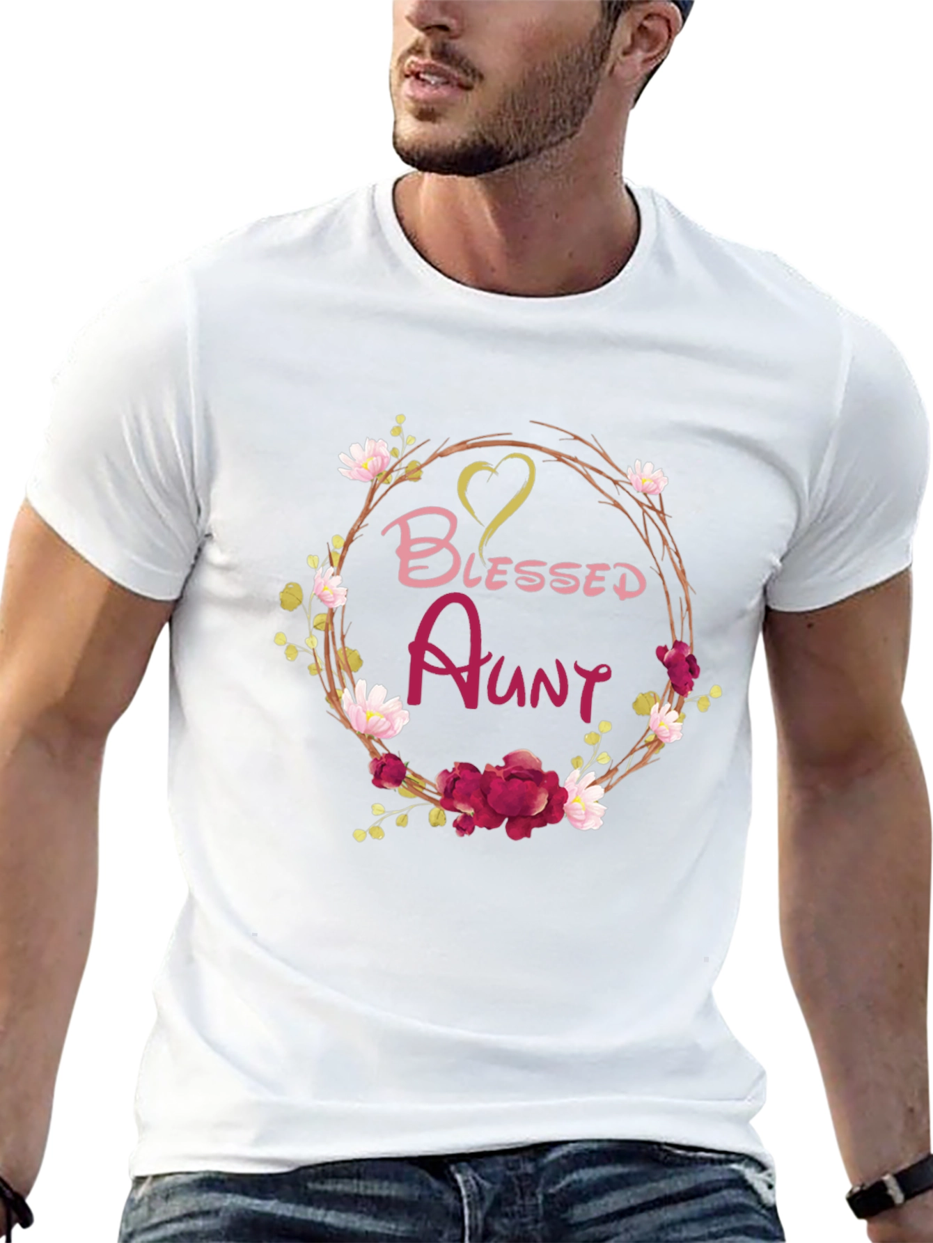 Blessed Aunt Floral Wreath T-Shirt