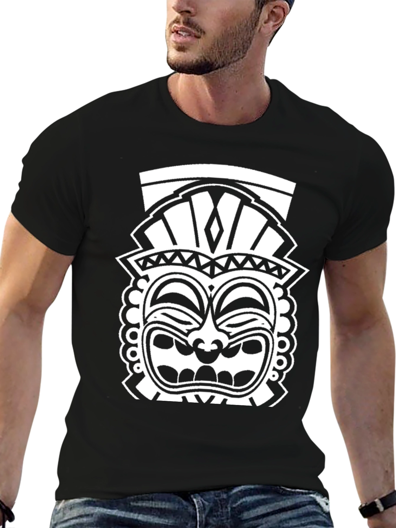 Tribal Tiki Graphic T-Shirt - Cool Black Tee