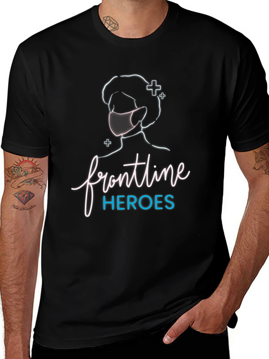 Frontline Heroes Black Graphic T-Shirt