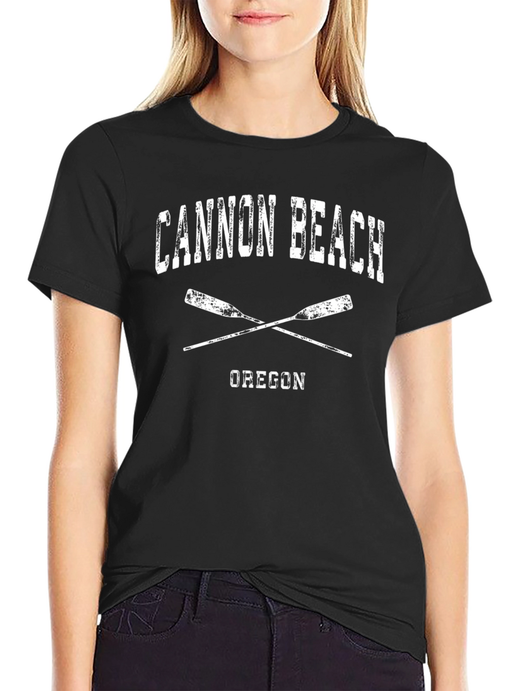Cannon Beach Oregon T-Shirt Rowing Paddle Graphic