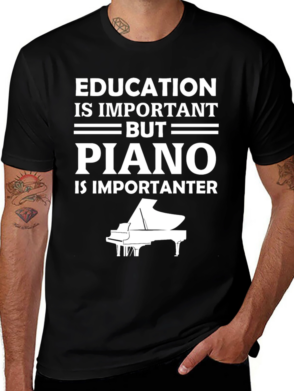 Education vs Piano T-Shirt - Musician Gift