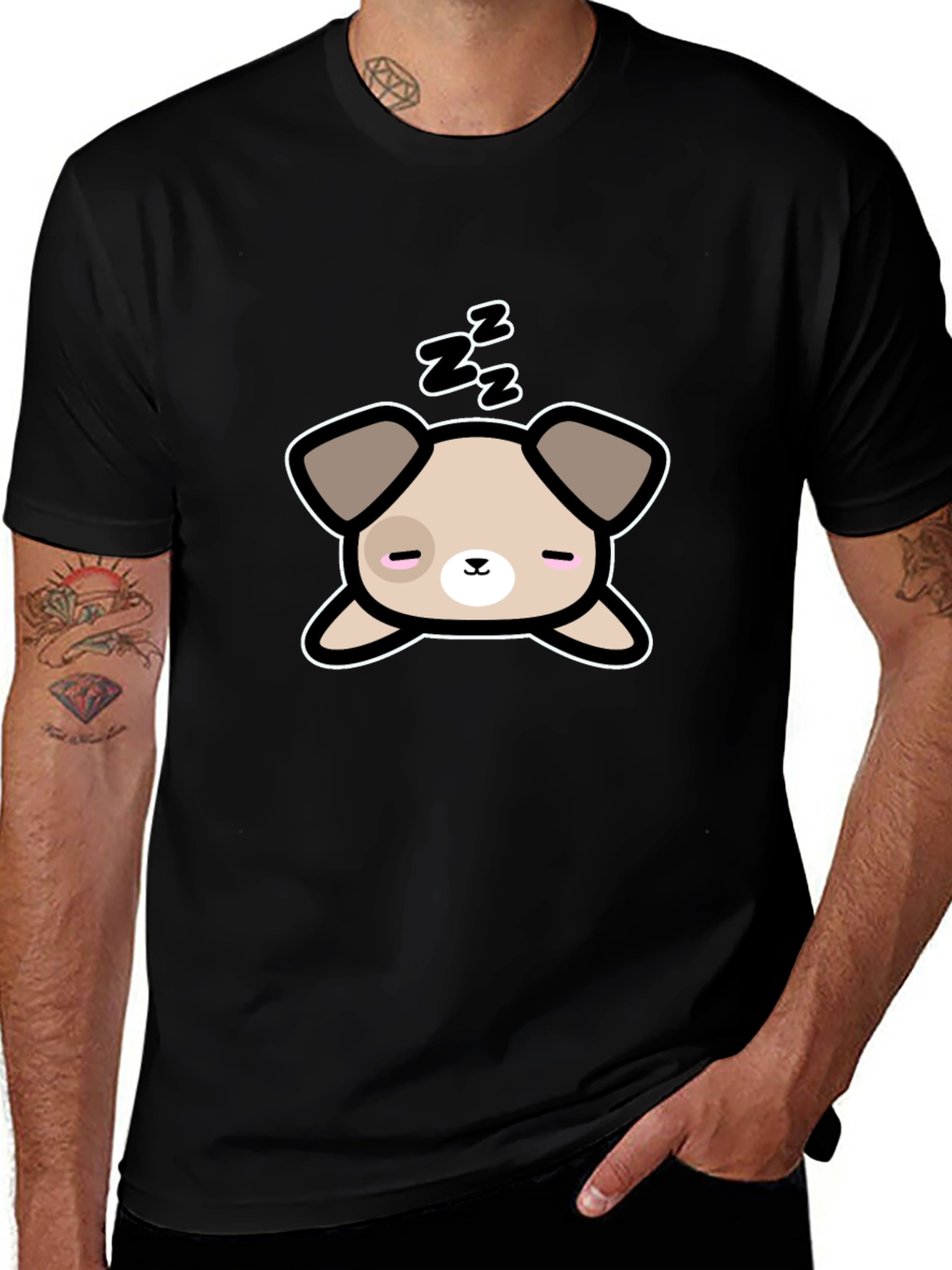 Cute Sleeping Dog Graphic T-Shirt - Unisex