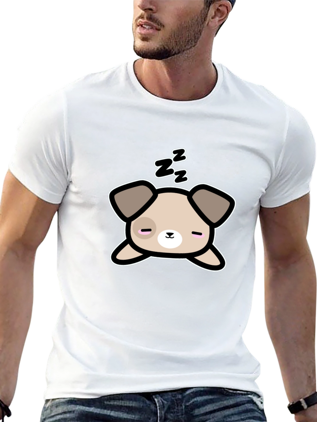 Cute Sleeping Dog Graphic T-Shirt - Unisex