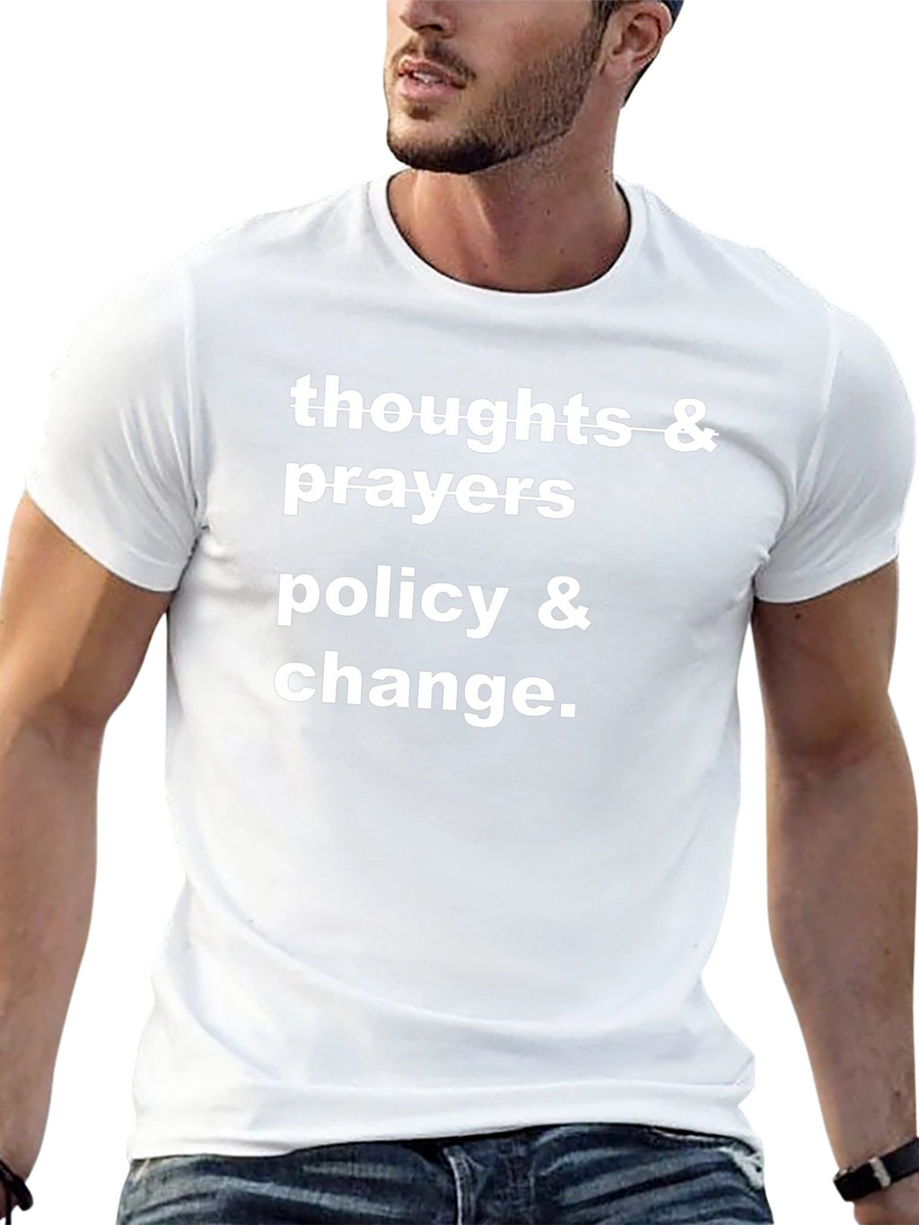 Thoughts Prayers Policy Change Graphic Tee