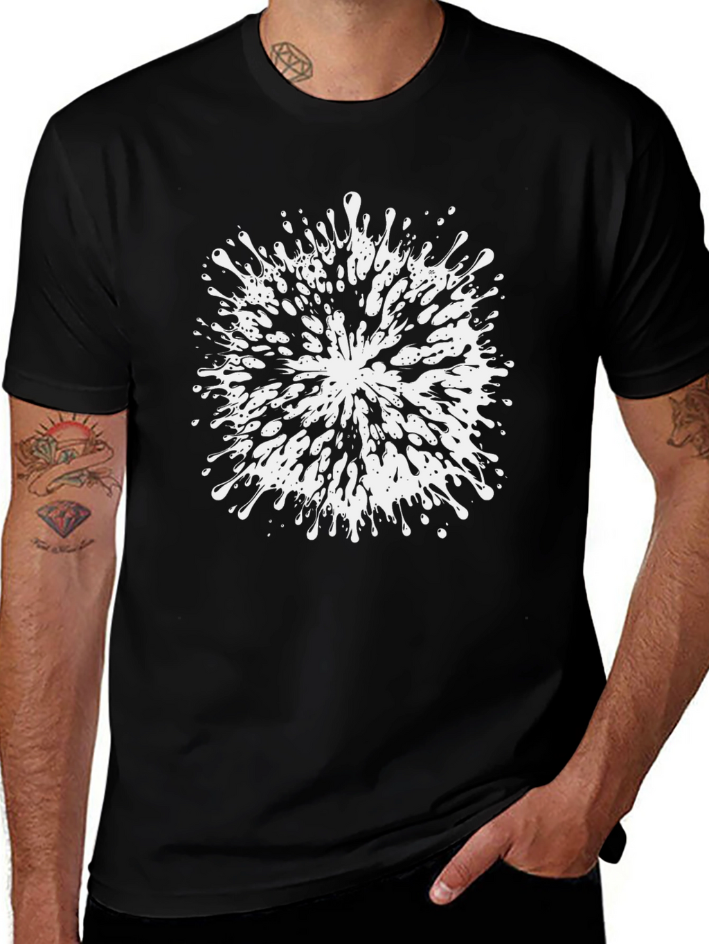 Abstract Splatter Graphic Tee - Black Cotton Blend