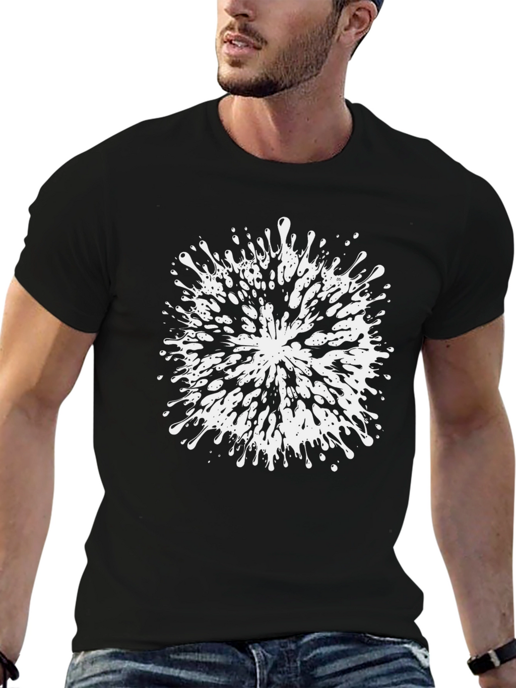 Abstract Splatter Graphic Tee - Black Cotton Blend