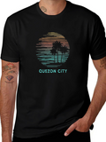 Quezon City Graphic Tee - Retro Palm Tree Design