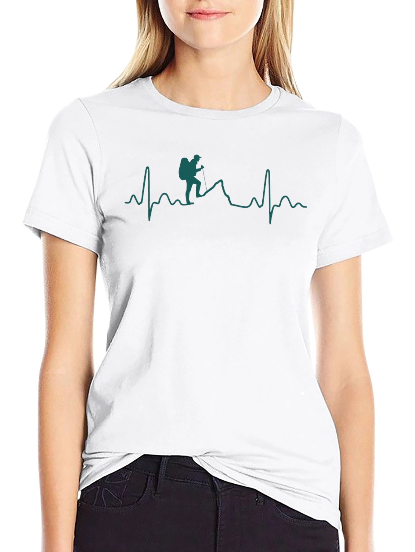 Hiking Heartbeat Graphic Tee - Black